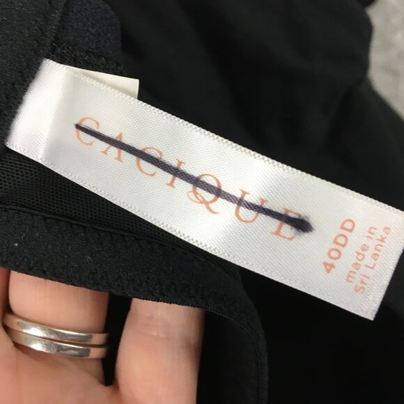 Cacique Bra 40DD Lightly Lined Full Coverage Solid Black Cotton Underwire Smooth - Picture 7 of 11